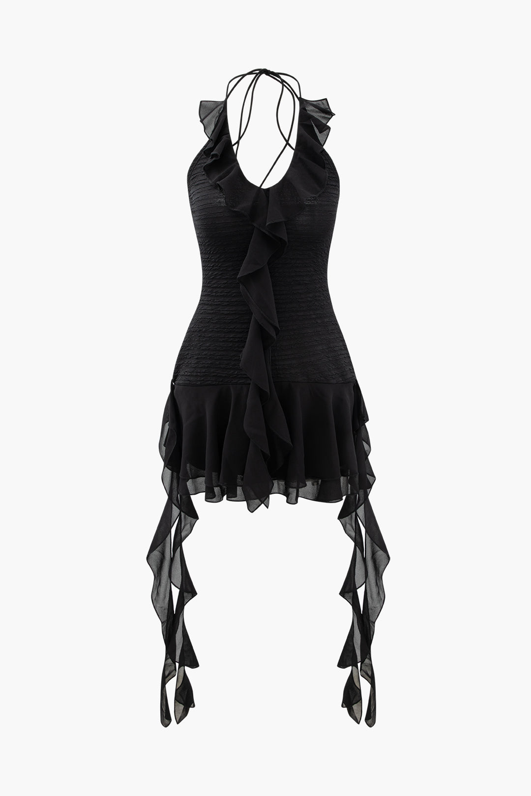 Halter Neck Ruffle Mini Dress