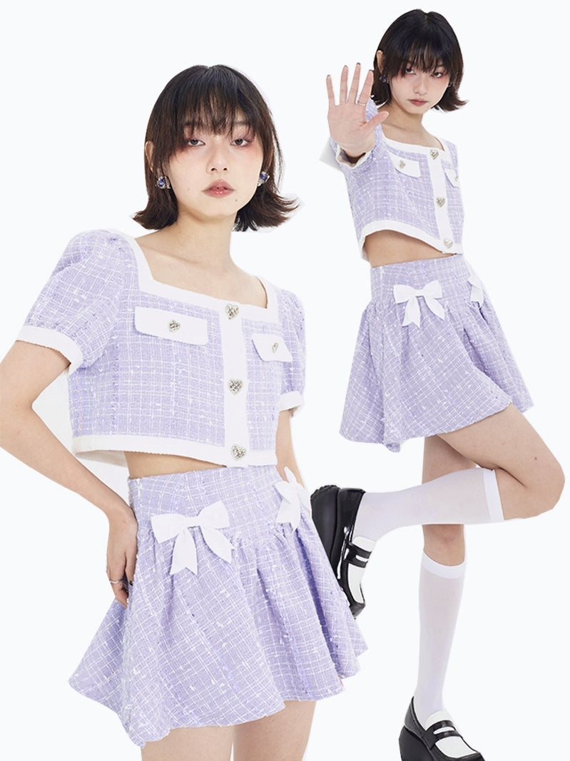 Fragrance Square Collar Jacket & A-Line Skirt