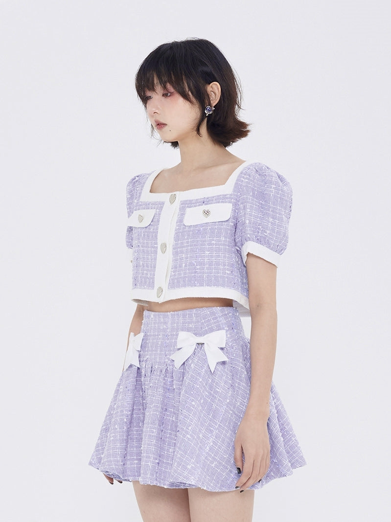 Fragrance Square Collar Jacket & A-Line Skirt