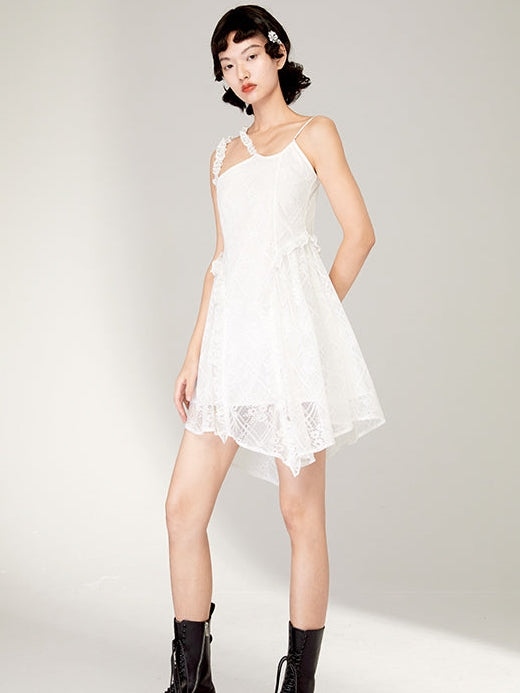 Lace Irregular Hem Sling Dress