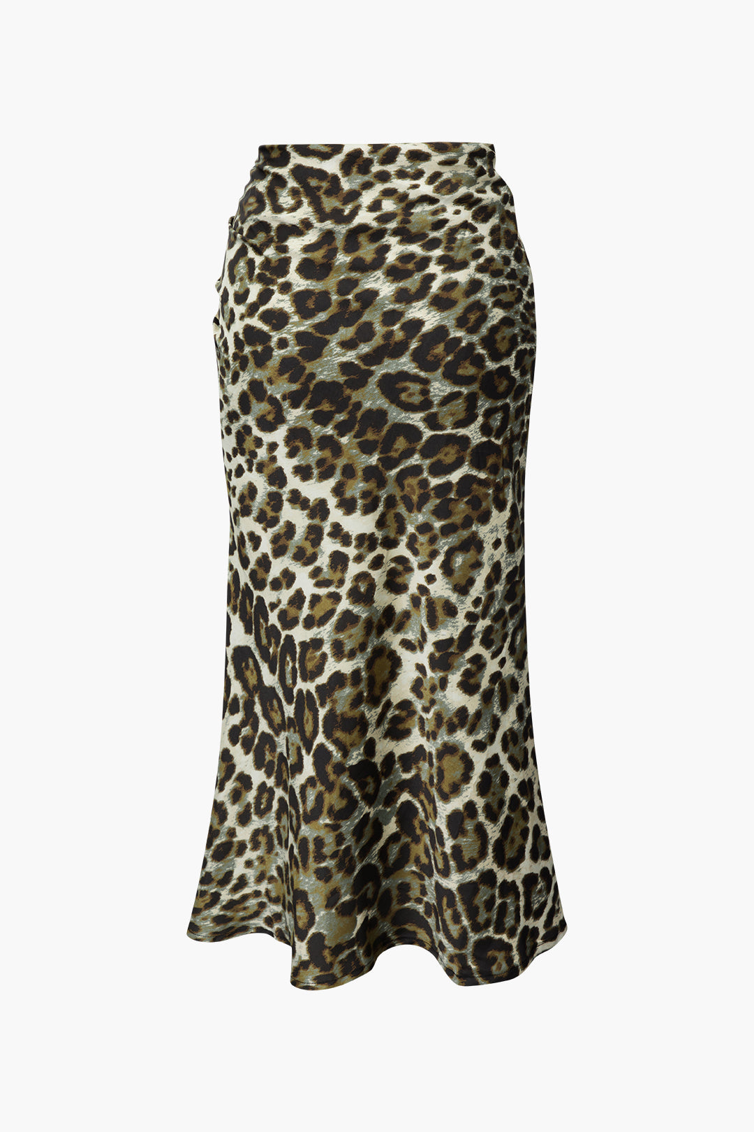 Leopard Drawstring Slit Skirt