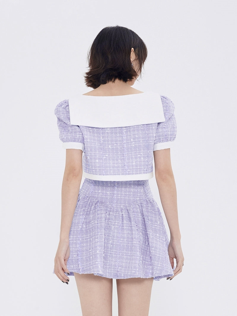 Fragrance Square Collar Jacket & A-Line Skirt