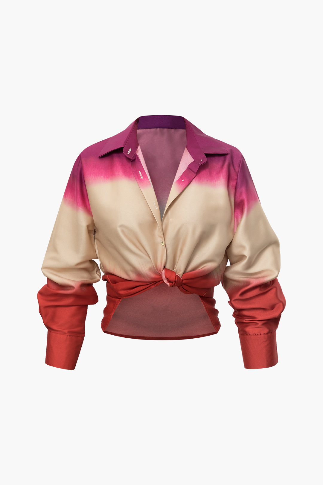 Ombre Satin Long Sleeve Shirt