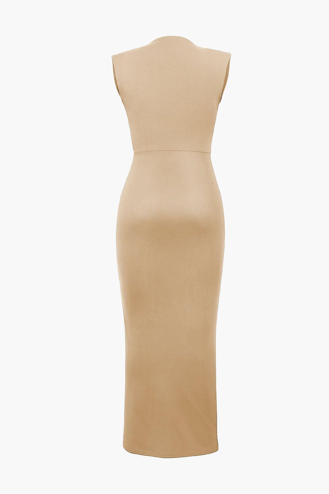 Deep V-Neck Sleeveless Midi Dress