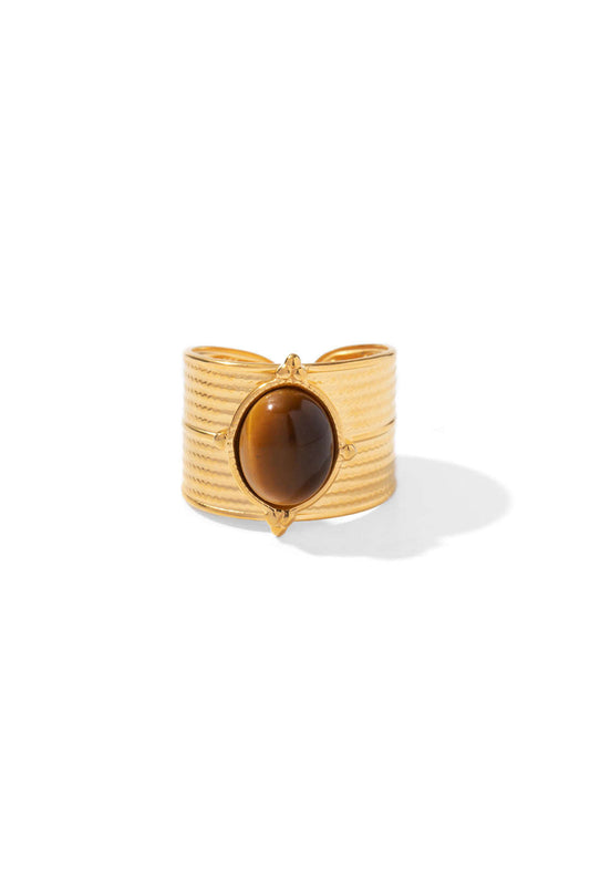 Wide Tiger's Eye Cuff Ring