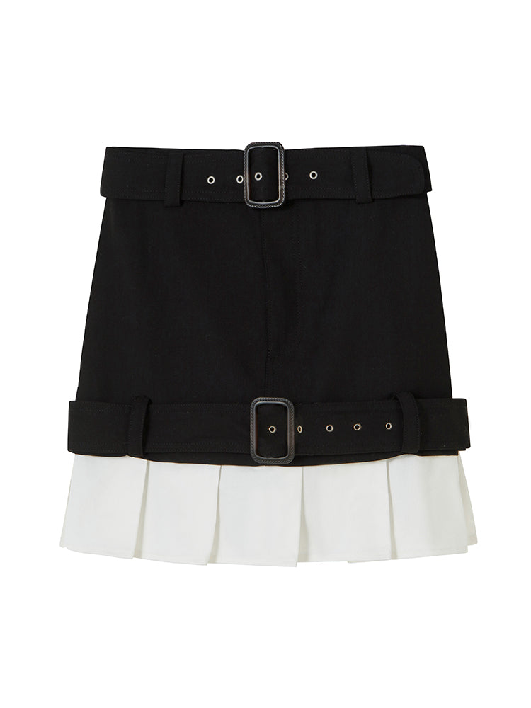 High-waist Casual Belt Short Skirt