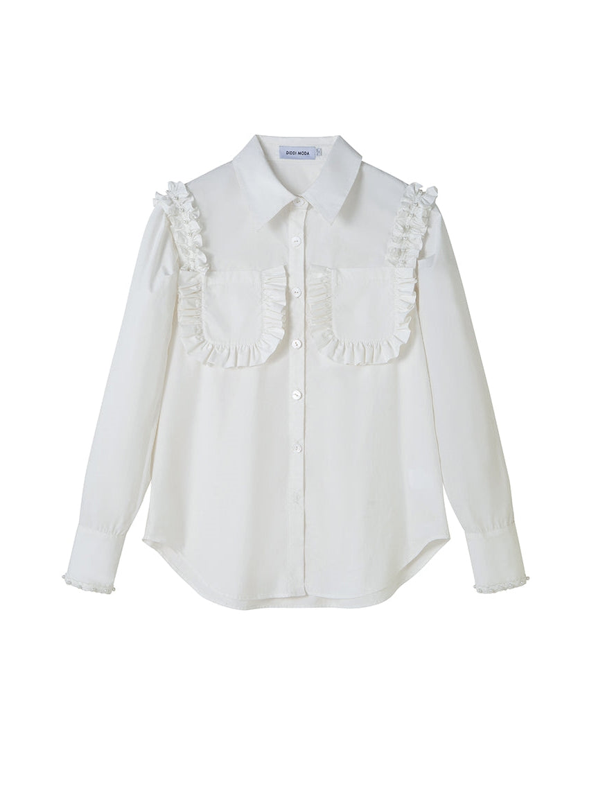 All-match-box-sleeved Lace Shirt