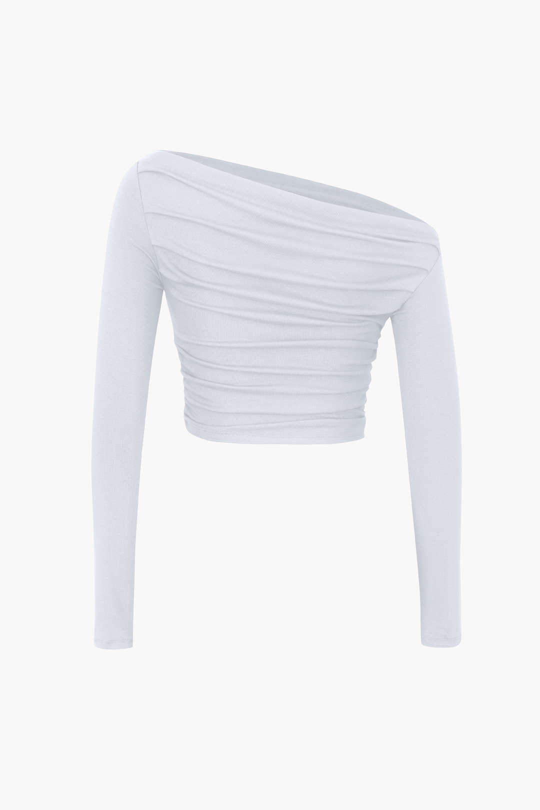 Asymmetric Shoulder Ruched Long Sleeve Top