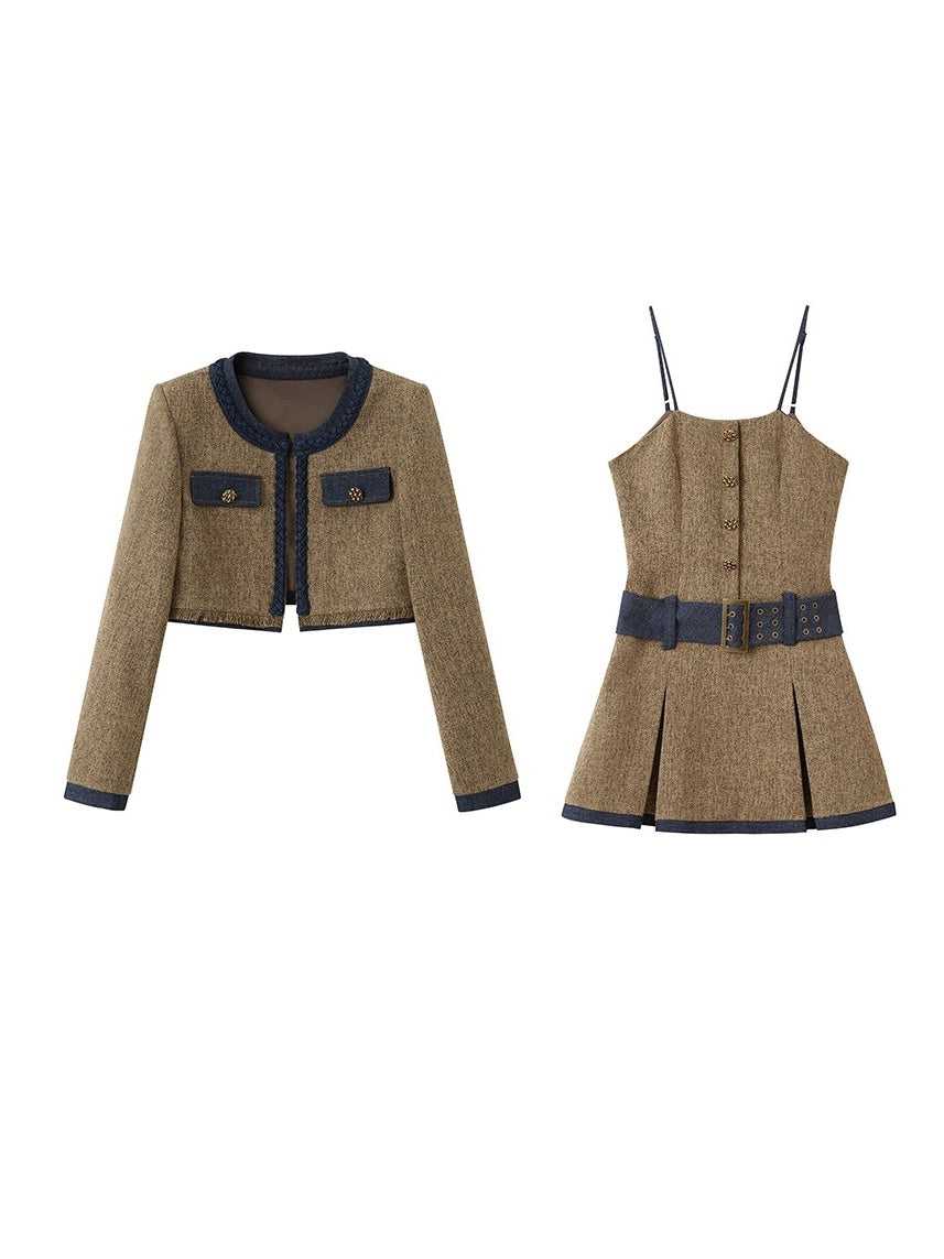 Chic Tweed Short Jacket ï¼?Slip Skirt