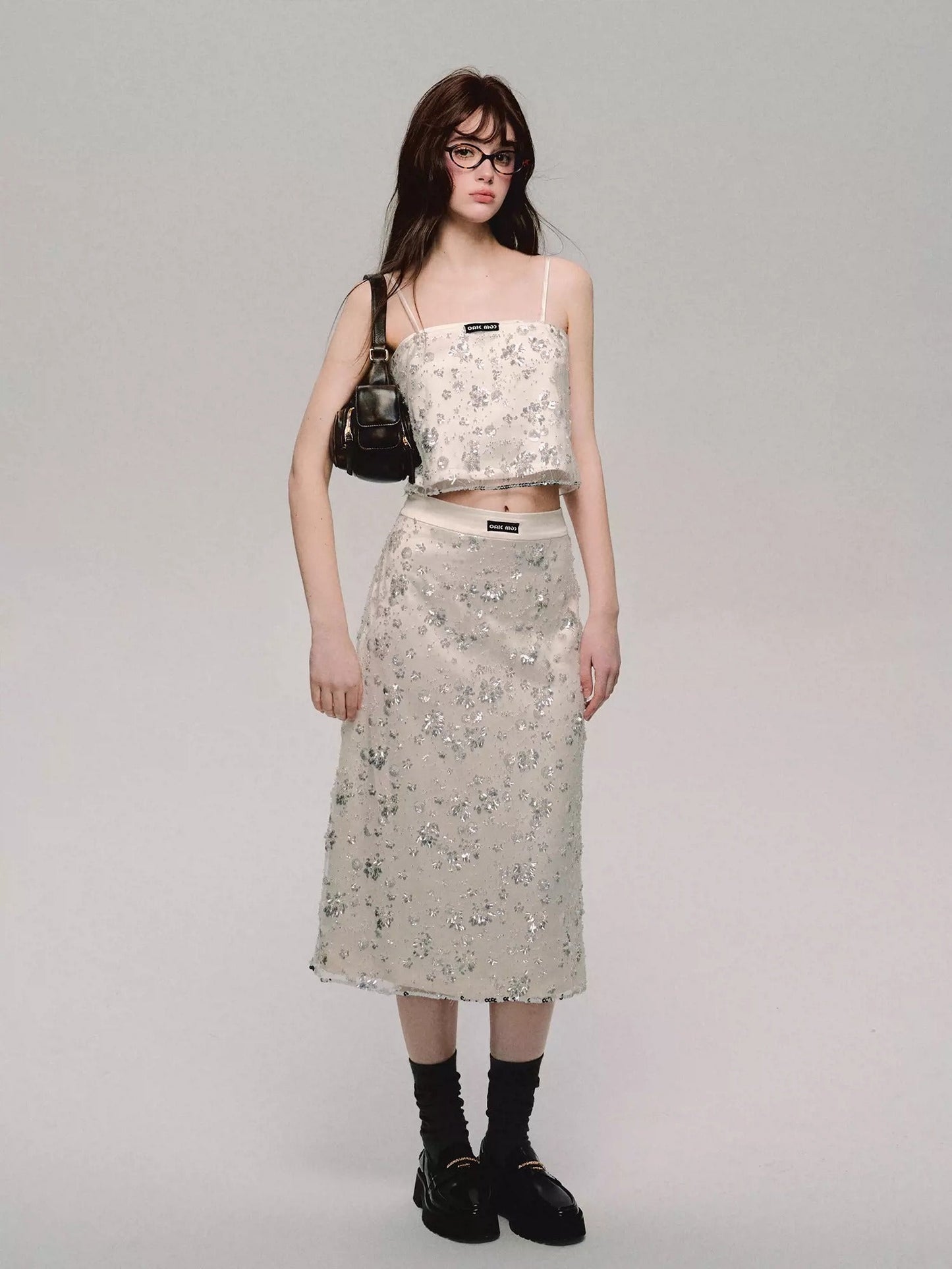 Three-dimensional Sequin Embroidery Camisole ï¼?A-Line Skirt