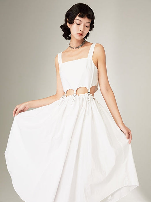 Navel Suspender Dress Mid-length