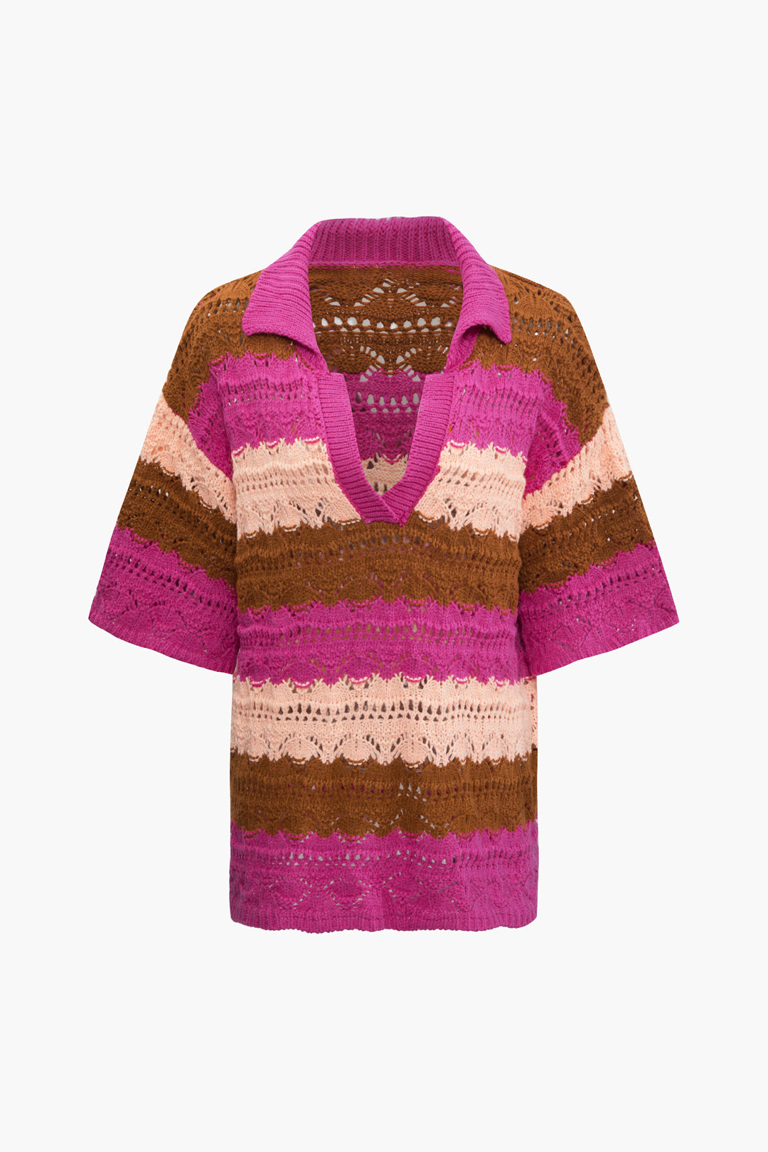 Multicolored Stripe V-neck Knit Top