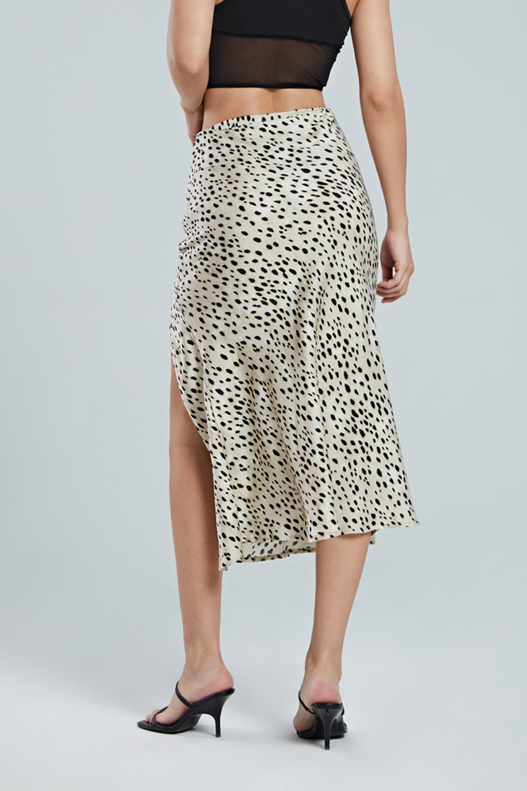 Leopard Drawstring Slit Skirt