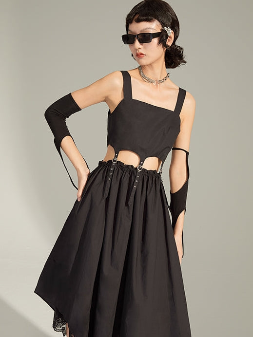 Navel Suspender Dress Mid-length
