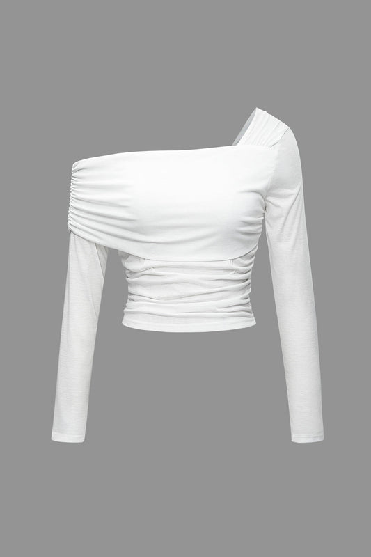 Asymmetrical Ruched Long Sleeve Top